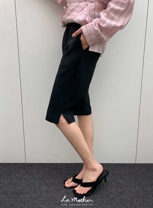 側開衩西裝卡布里褲